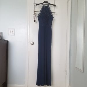 Prom dress halter with slit